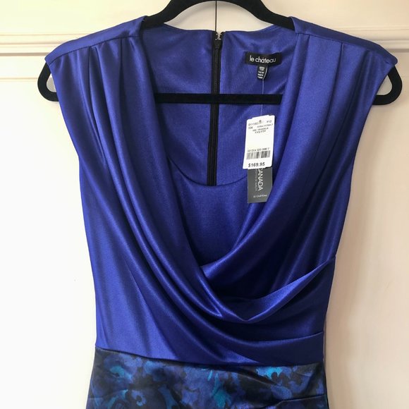 *NWT* Cobalt Draped-Front Floral-Print Sleeveless Dress - Made in Canada - XXS - Picture 3 of 16